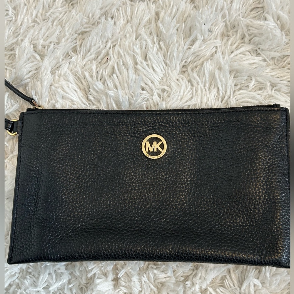 Michael Kors Black Pebbled Leather Clutch